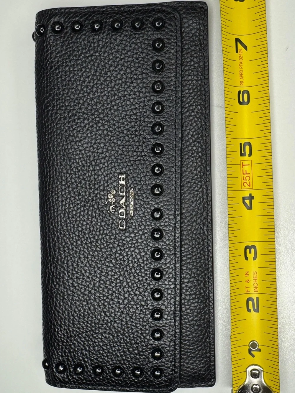 Coach Black Enamel Studded Full-Sized Leather Wallet